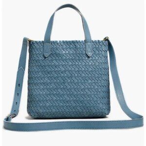 NWT Madewell Small Woven Leather Transport Crossbody Tote Bag, Blue